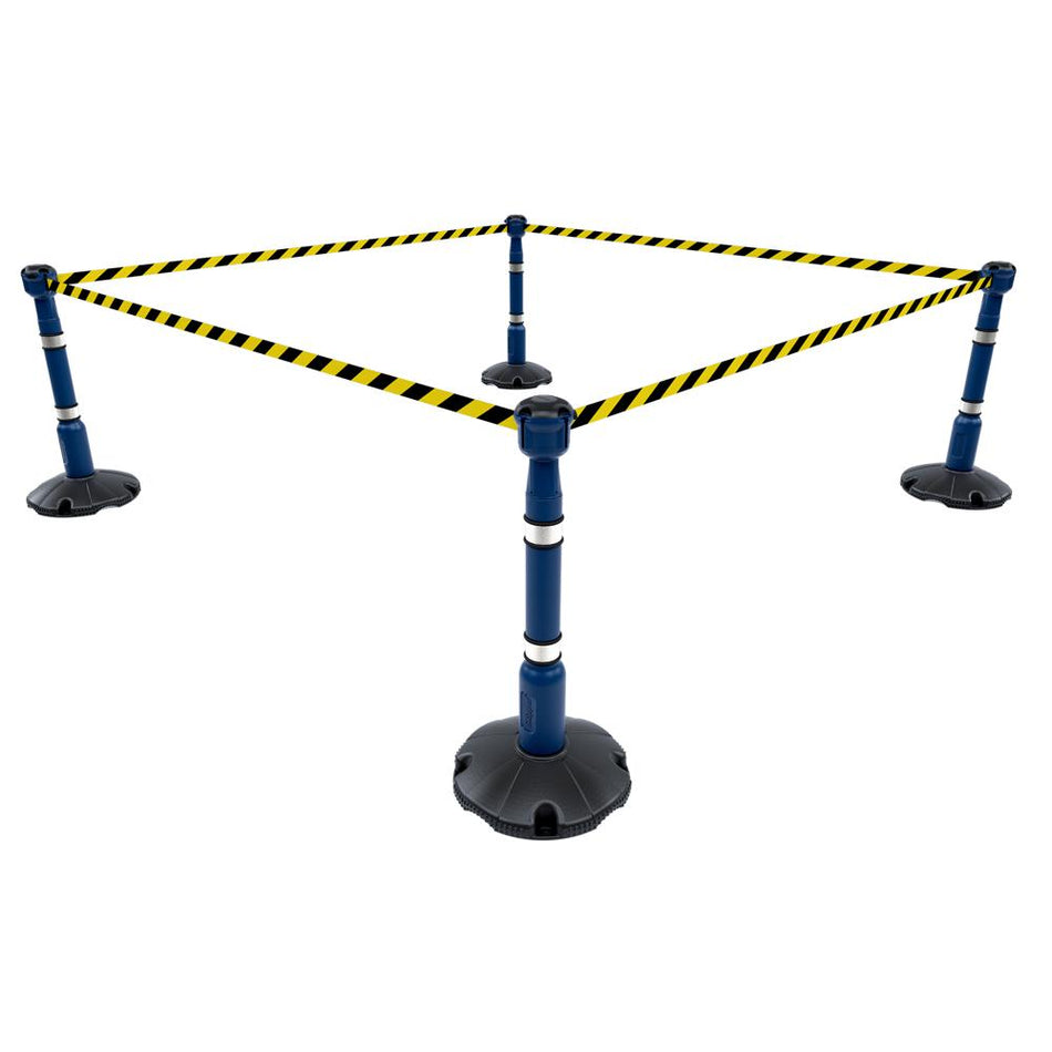 Skipper 36M Retractable Post & Base Barrier Kit - Blue, Black/Yellow