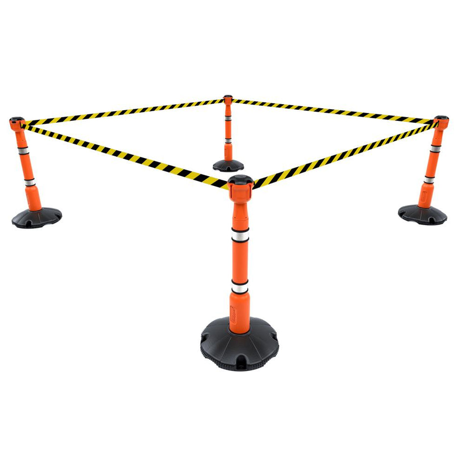 Skipper 36M Retractable Post & Base Barrier Kit - Orange, Black/Yellow