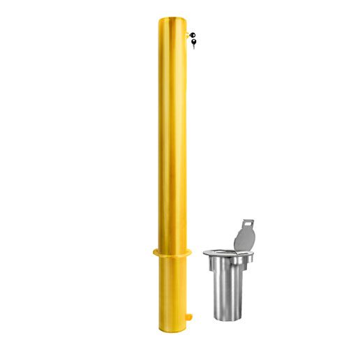 4" Carbon Steel Internal Locking Removable Bollard with Embedment Sleeve - S4 Bollards