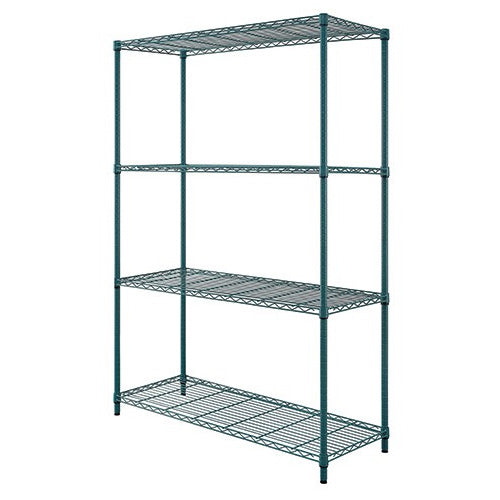 Green Epoxy 4-Shelf Wire One Box Shelving Unit - Quantum Storage Systems