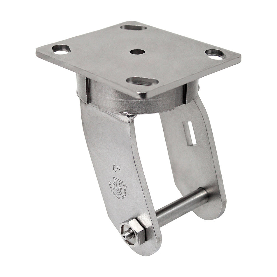 6" Stainless Steel Kingpinless Swivel Caster Yoke Only - 1/2" Axle Hole - Durable Superior Casters