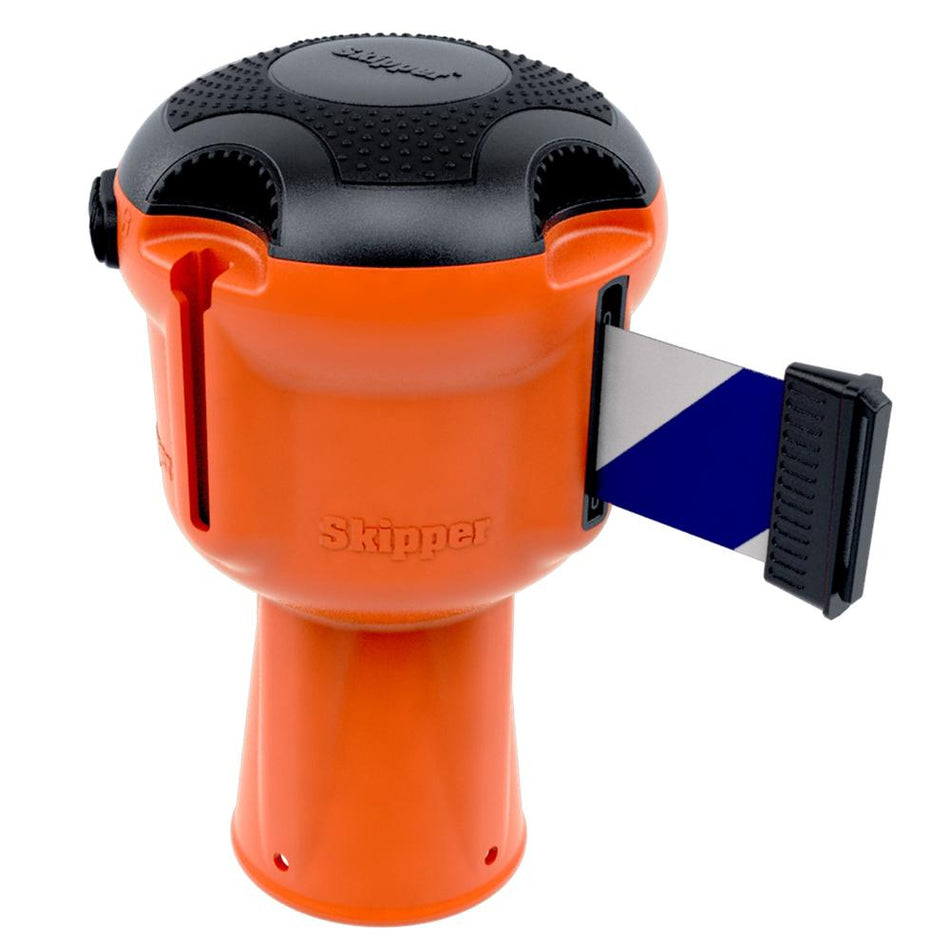 Skipper Retractable Barrier Unit - Orange, Blue/White