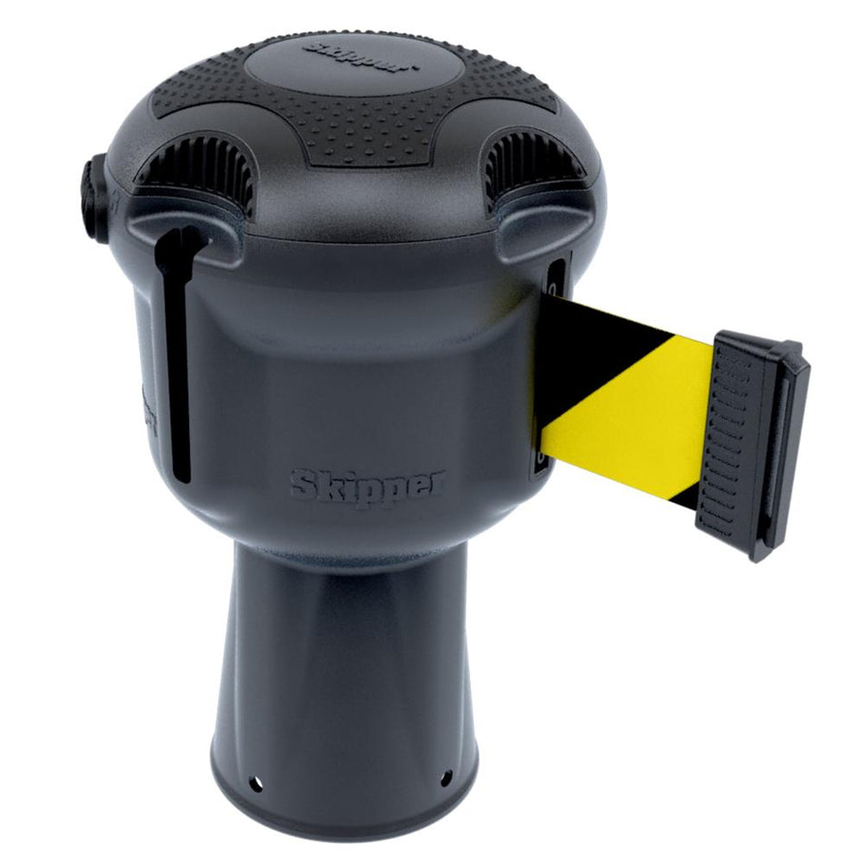 Skipper Retractable Barrier Unit - Silver, Black/Yellow