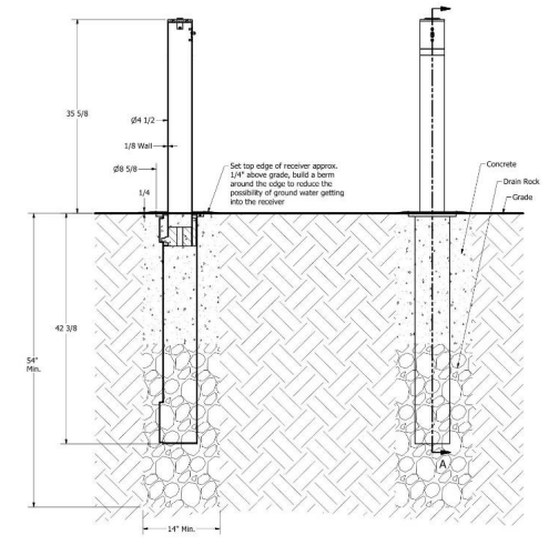 Stainless Steel Retractable Bollard - 35.5" Above Ground Height, Locking Mechanism - ANNT Bollards