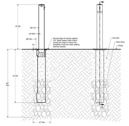 Stainless Steel Retractable Bollard - 35.5" Above Ground Height, Locking Mechanism - ANNT Bollards