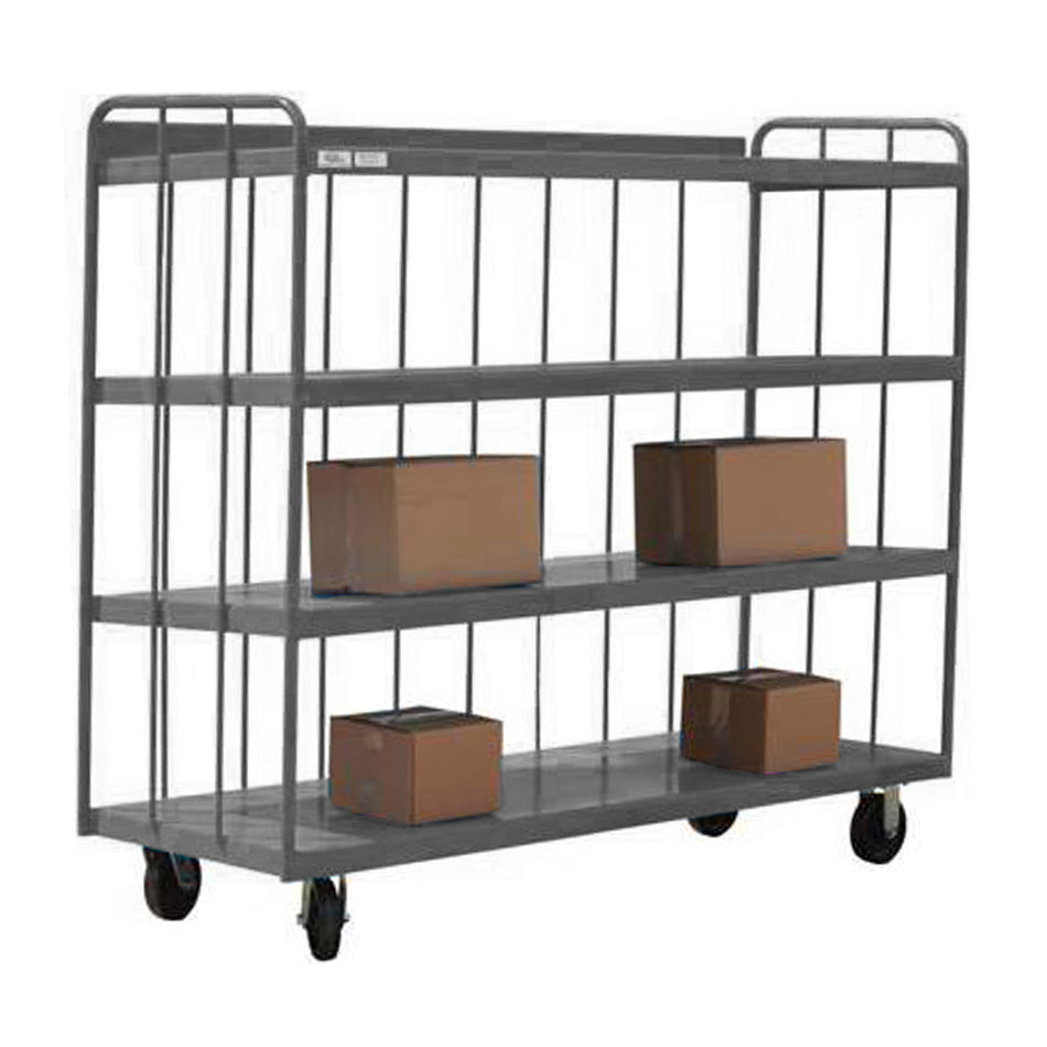 Four Shelf Stock Cart - 2000 lbs Capacity, Sloped Shelves, Gray - Meco-Omaha