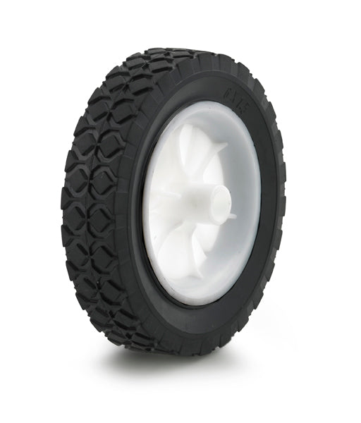 10" x 1-3/4" Black Rubber Tread with White Plastic Hub Wheel, 75 lbs. Load Capacity - DH International