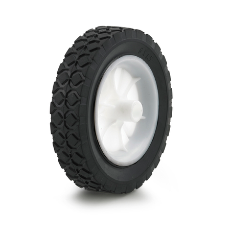 6" x 1-1/2" Black Rubber Tread with White Plastic Hub Wheel, 50 lbs. Load Capacity - DH International