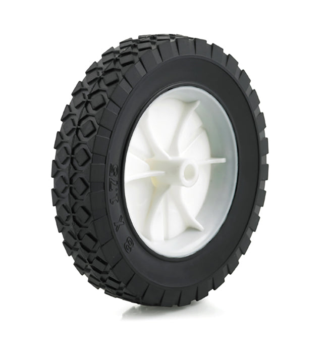 8" x 1-3/4" Black Rubber Tread with White Plastic Hub Wheel, 60 lbs. Load Capacity - DH International