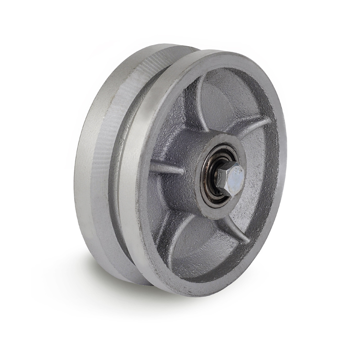 6" x 2" Silver V-Groove Wheel, 1/2" Precision Bearing, 1200 lbs. Capacity - DH International