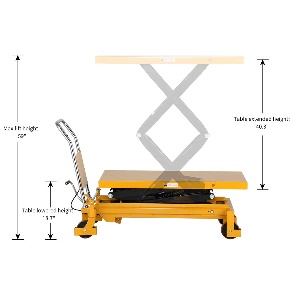 Double Scissor Lift Table, 330-1760 lbs, 43"-59" Lifting Height - Apollo Forklift