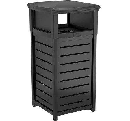 30 Gallon Outdoor Decorative Metal Square Trash Can With 2-Way Lid - Suncast Commercial