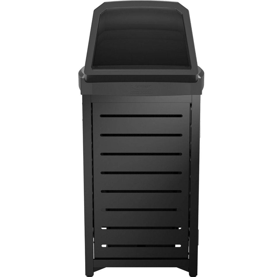 30 Gallon Outdoor Decorative Metal Square Trash Can With Chute Lid - Suncast Commercial