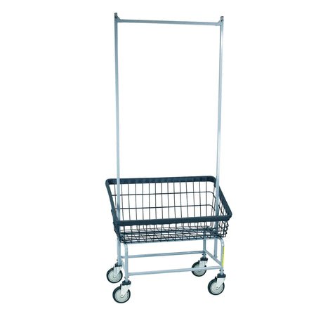 Large Capacity Front Load Laundry Cart with Double Pole Rack - R&B Wire