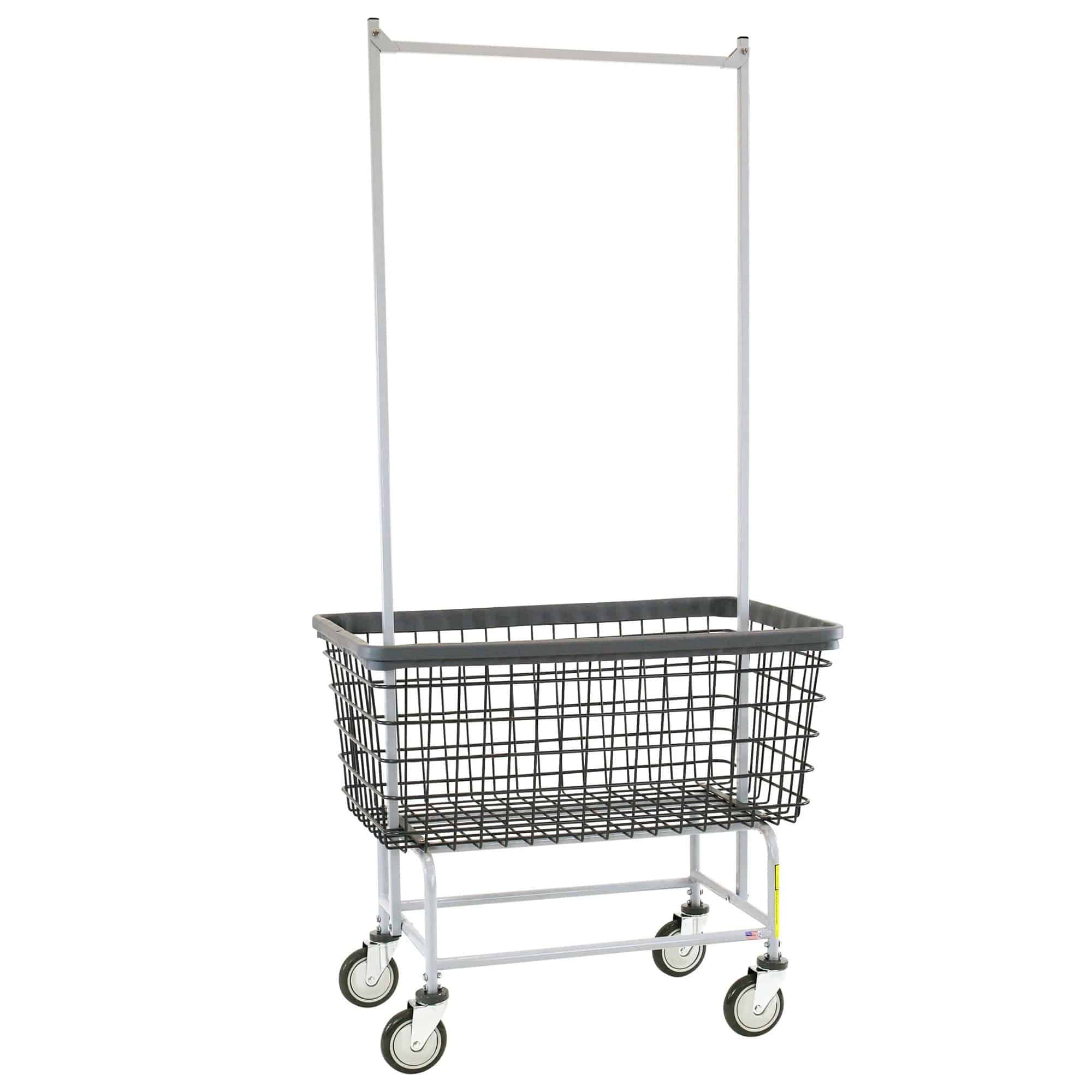 Mega Capacity "Big Dog" Laundry Cart with Double Pole Rack - R&B Wire