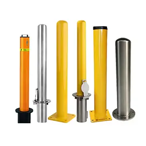 Collection of industrial equipment including yellow guard rails, casters, and pallet lifts showcasing product quality and variety.
