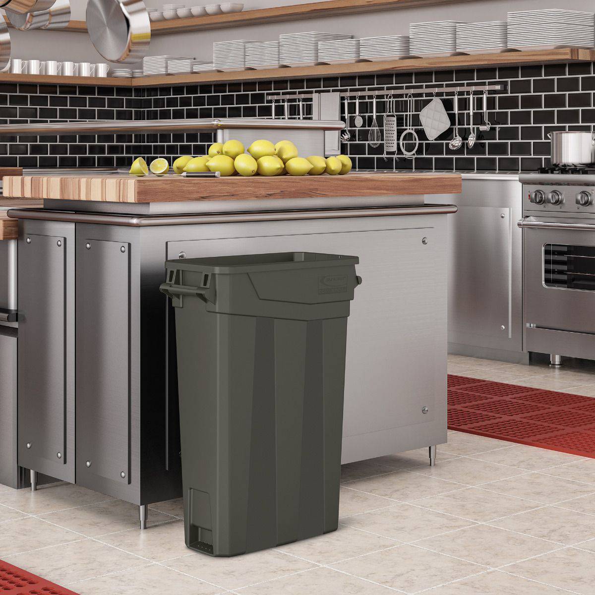 23 Gallon Resin Slim Trash Can With Handles - Suncast Commercial