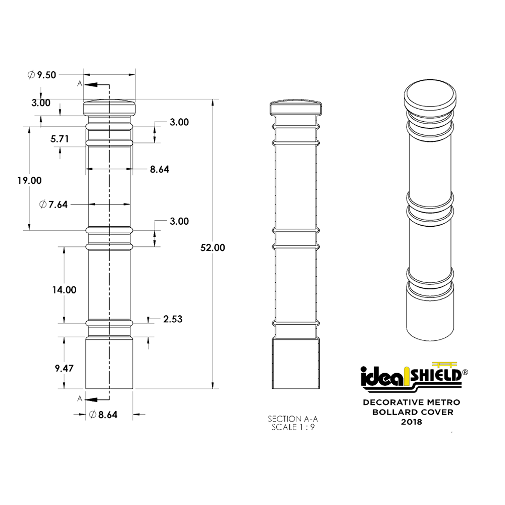 Ideal Shield Metro Bollard Covers for 4" and 6" Pipe - S4 Bollards