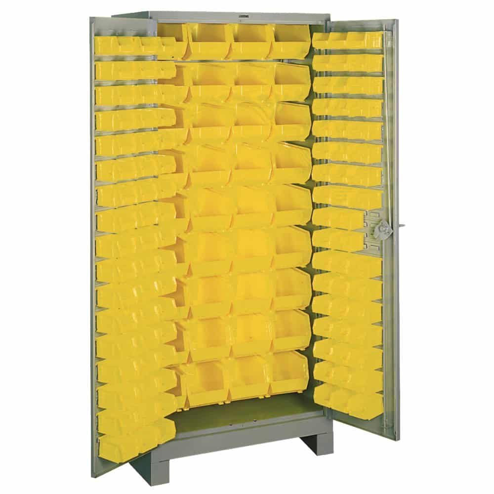 All-Welded 36"w x 21"d x 82"h Steel Industrial Bin Storage Cabinet with 136 Bins - Lyon