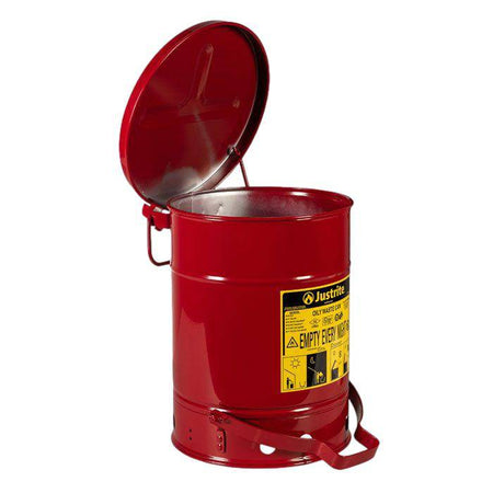 Oily Waste Can, 6 Gallon (20L), Foot-Operated Self-Closing Cover - Justrite