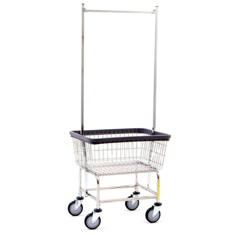 Narrow Laundry Cart with Double Pole Rack - R&B Wire