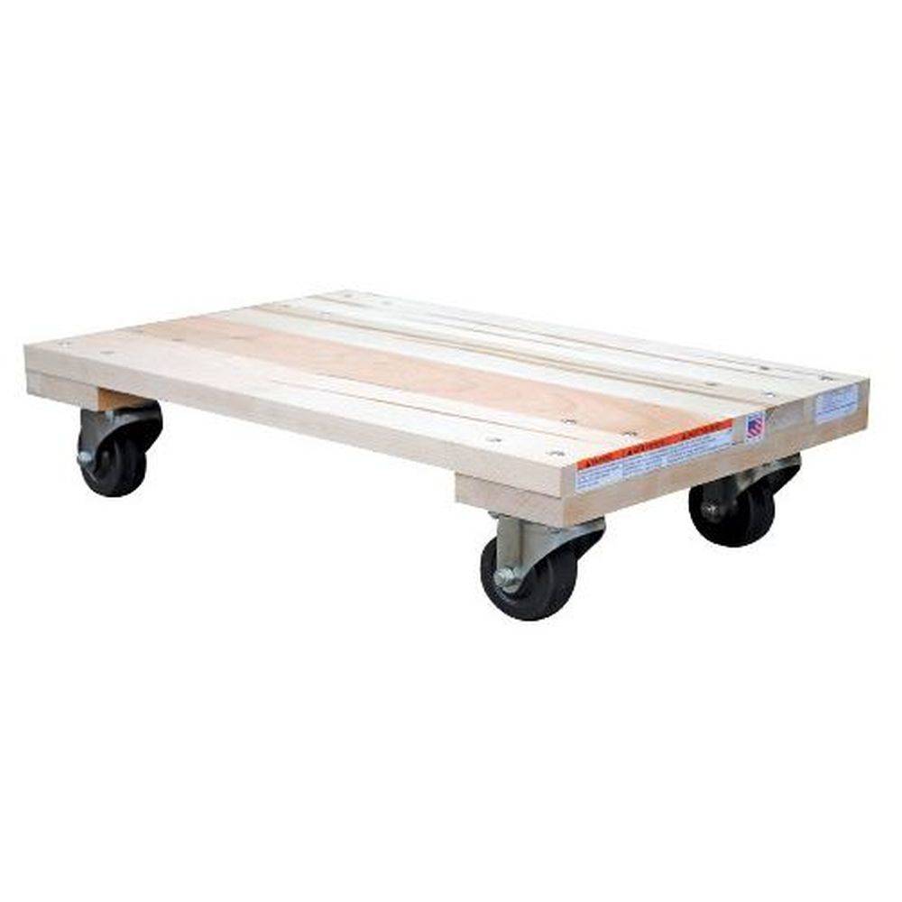 Solid Deck Hardwood Dolly w/ Hard Rubber Caster - Vestil