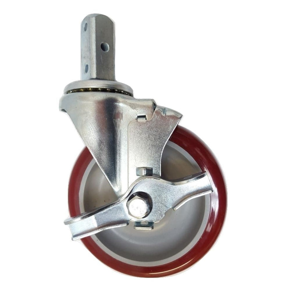5" x 1-1/4" Polymadic Wheel Square Swivel Stem Caster W/ Brake - Durable Superior Casters