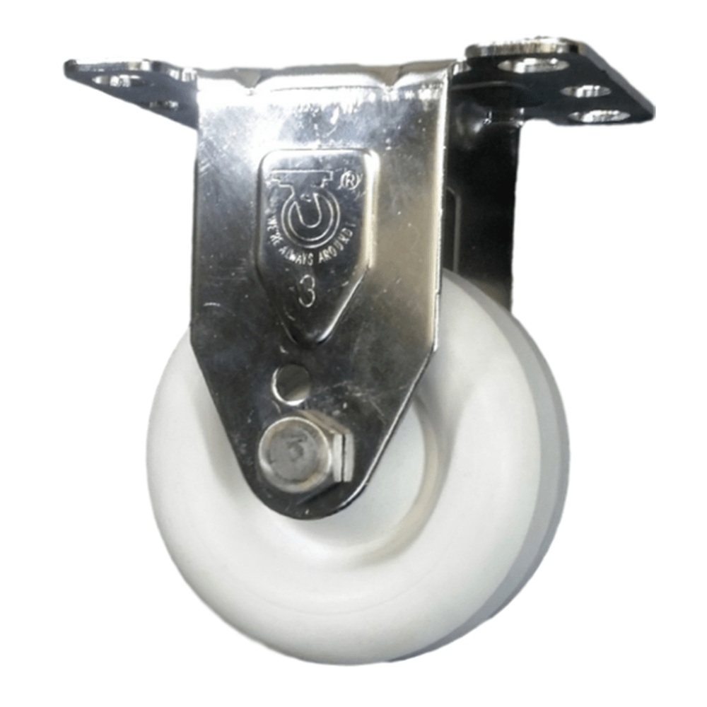 3" x 1-1/4" Polyolefin Wheel Rigid Caster Stainless Steel - 300 lbs. Capacity - Durable Superior Casters
