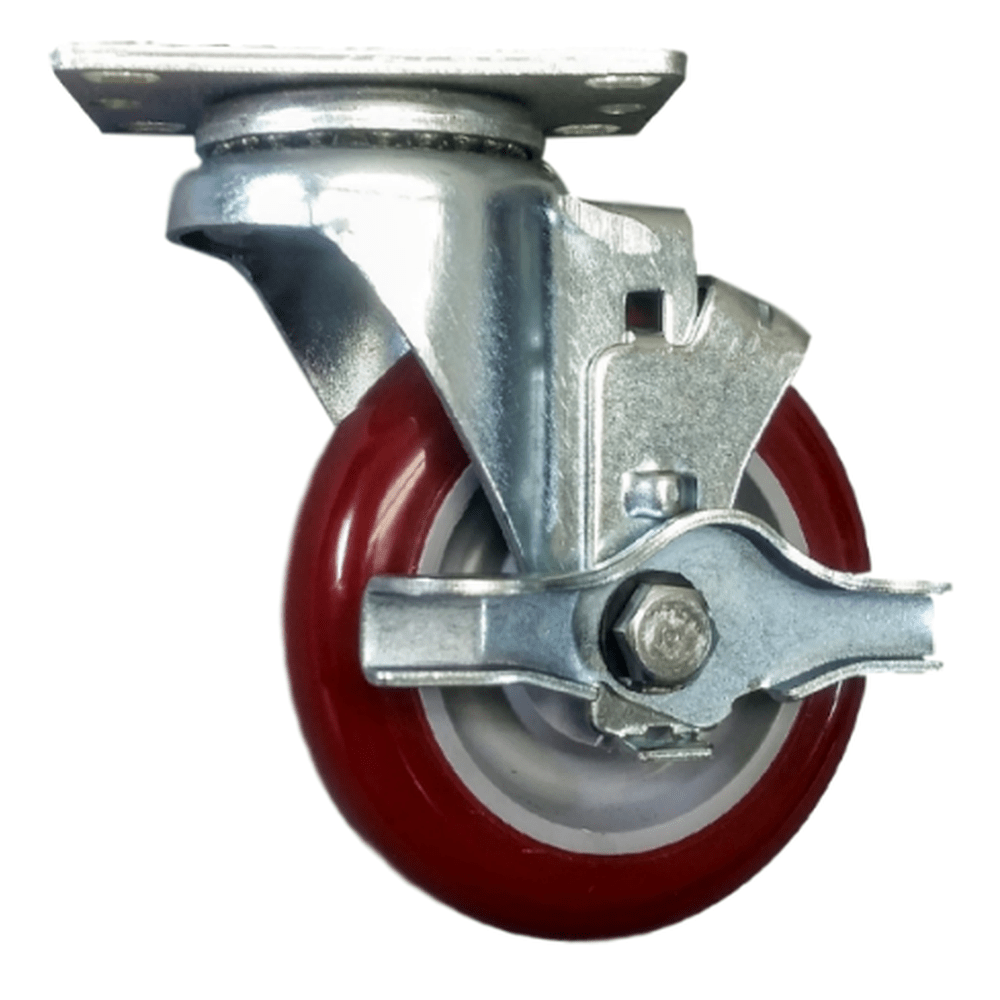 4" x 1-1/4" Polymadic Wheel Swivel Caster W/ Top Lock Brake - 325 lbs. capacity - Durable Superior Casters
