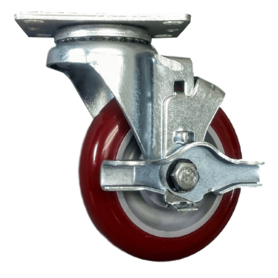 4" x 1-1/4" Polymadic Wheel Swivel Caster W/ Top Lock Brake - 325 lbs. capacity - Durable Superior Casters