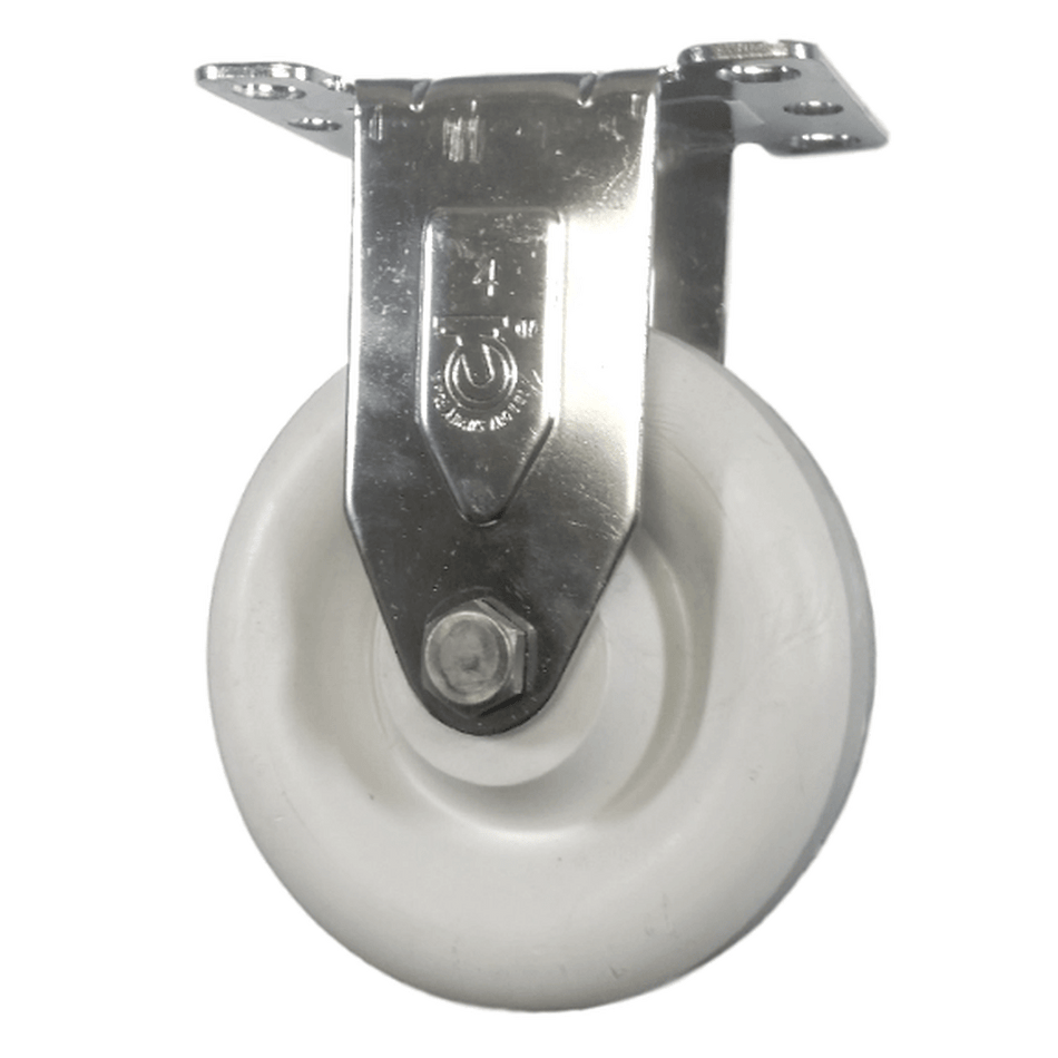 4" x 1-1/4" Polyolefin Wheel Rigid Caster Stainless Steel - 350 lbs Capacity - Durable Superior Casters
