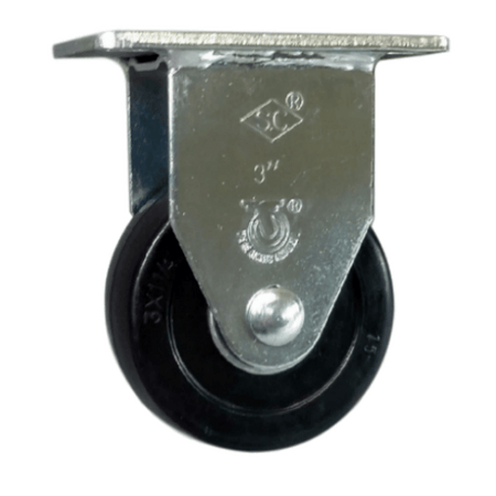 3" x 1-1/4" Hard Rubber Wheel Rigid Caster - 300 lbs. Capacity - Durable Superior Casters