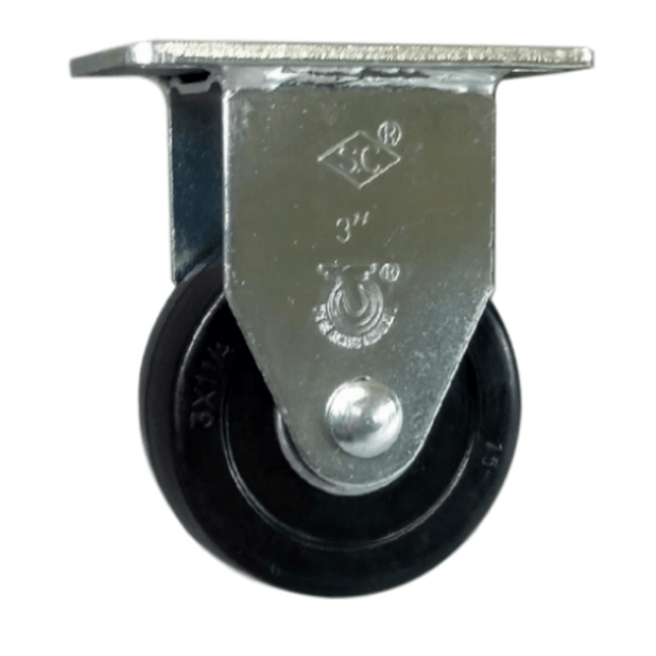 3" x 1-1/4" Hard Rubber Wheel Rigid Caster - 300 lbs. Capacity - Durable Superior Casters