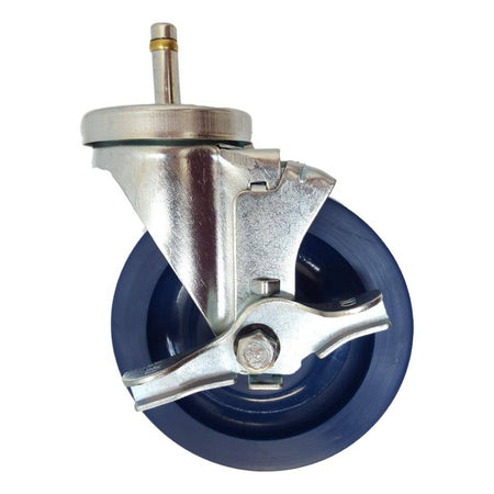 5" x 1-1/4" Duralastomer Swivel Grip Ring Stem Caster (7/16"), Brake, 350 lbs. Cap - Durable Superior Casters