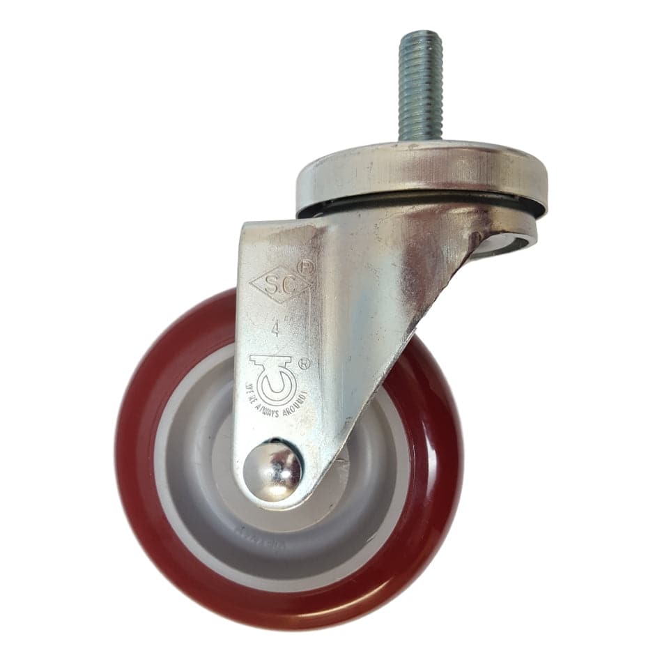 4" x 1-1/4" Polymadic Wheel Threaded Swivel Stem Caster (1/2") - 325 lbs. Cap. - Durable Superior Casters