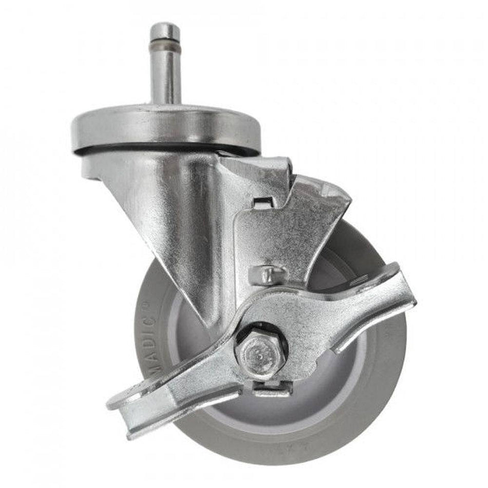 4" x 1-1/4" Nomadic Wheel Swivel Grip Ring Stem Caster w/ Brake- 260 lbs. Cap. - Durable Superior Casters