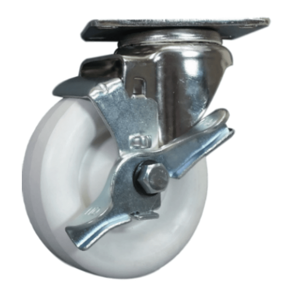 4" x 1-1/4" Polyolefin Wheel Swivel Caster w/ Top Lock Brake - Durable Superior Casters