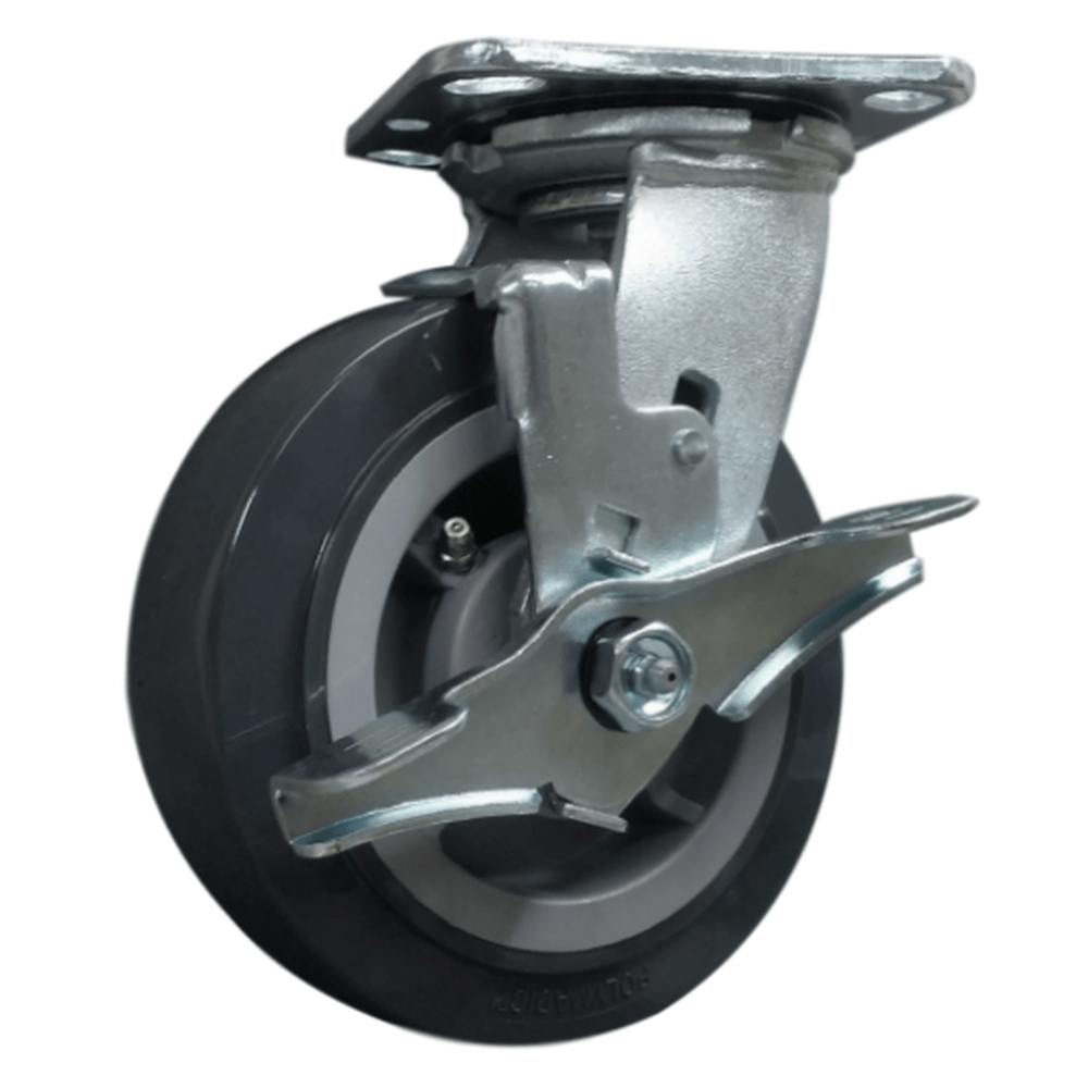 6"  x 2" Polymadic Wheel Swivel Caster w/ Top Lock Brake - 900 lbs. capacity - Durable Superior Casters