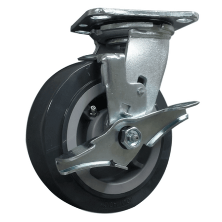 6"  x 2" Polymadic Wheel Swivel Caster w/ Top Lock Brake - 900 lbs. capacity - Durable Superior Casters