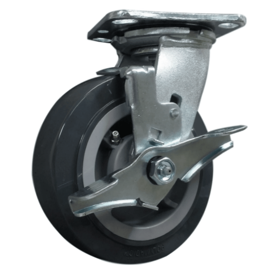 6"  x 2" Polymadic Wheel Swivel Caster w/ Top Lock Brake - 900 lbs. capacity - Durable Superior Casters