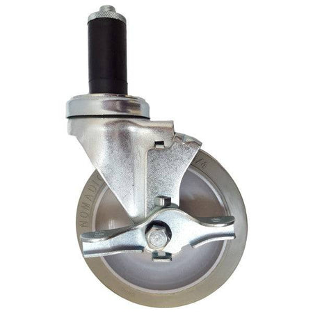 5" x 1-1/4" Nomadic Threaded Stem Caster, Expandable Adapter, Brake, 325# Cap - Durable Superior Casters