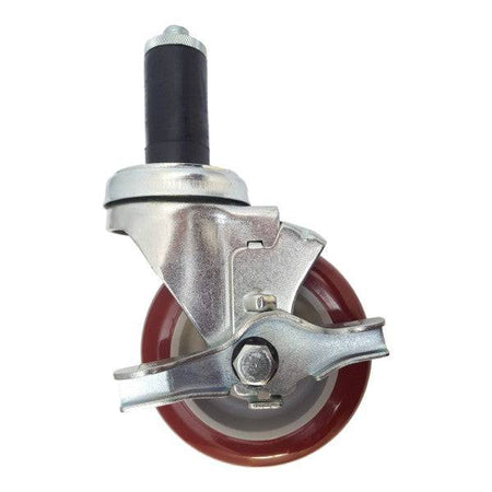 4" x 1-1/4" Polymadic Thread Stem Caster, Expandable Adapter, Brake, 350 lbs. Capacity - Durable Superior Casters