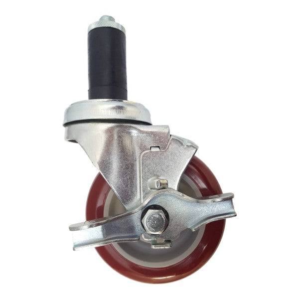 4" x 1-1/4" Polymadic Thread Stem Caster, Expandable Adapter, Brake, 350 lbs. Capacity - Durable Superior Casters