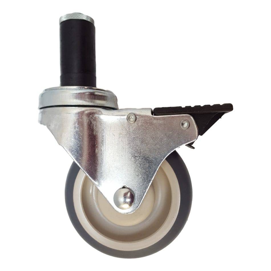 4" x 1-1/4" Thermo-Pro Thread Stem Caster,Exp Adapter/Plate,Total Lock Brake,250 lbs Capacity - Durable Superior Casters -