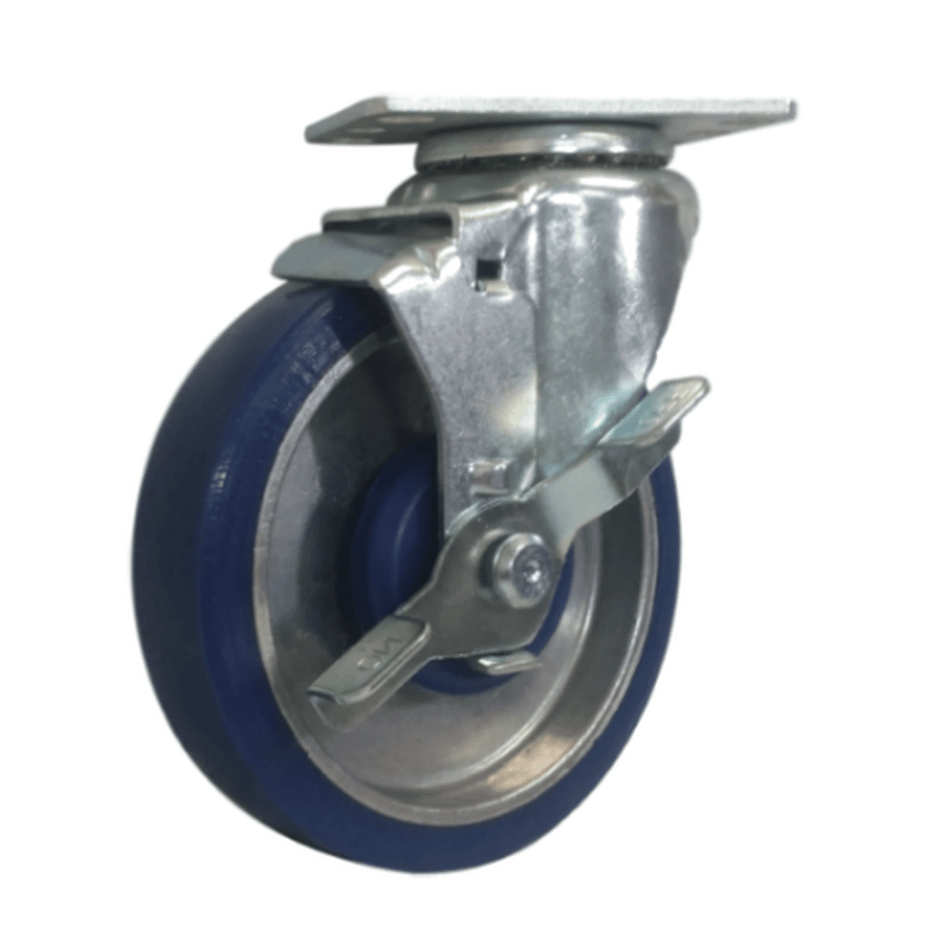5" x 1-1/4" Polyon Aluminum Swivel Caster w/ Top Lock Brake - Durable Superior Casters