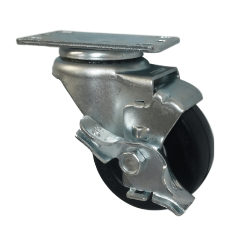 3" x 1-1/4" Hard Rubber Wheel Swivel Caster w/ Top Lock Brake - 300 lbs. Cap. - Durable Superior Casters
