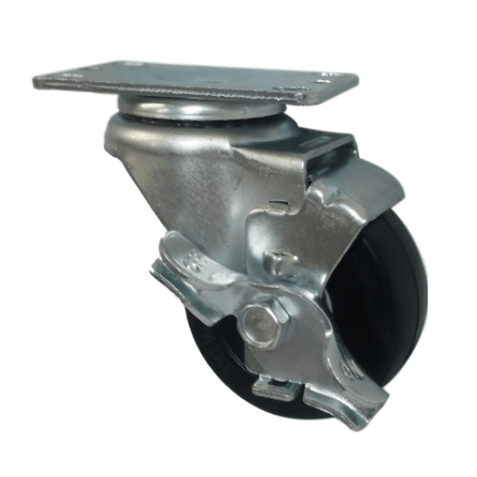 3" x 1-1/4" Hard Rubber Wheel Swivel Caster w/ Top Lock Brake - 300 lbs. Cap. - Durable Superior Casters