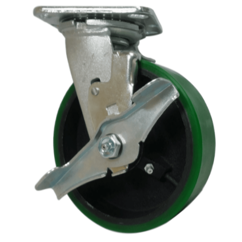 6" x 2" Polyon Cast Wheel Swivel Caster w/ Top Lock Brake - 1200 lbs. Cap. - Durable Superior Casters