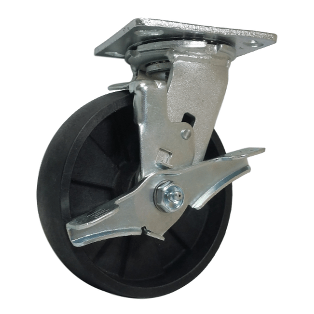 6" x 2" MaxRok Wheel Swivel Caster w/ Top Lock Brake - 1200 lbs. Capacity - Durable Superior Casters