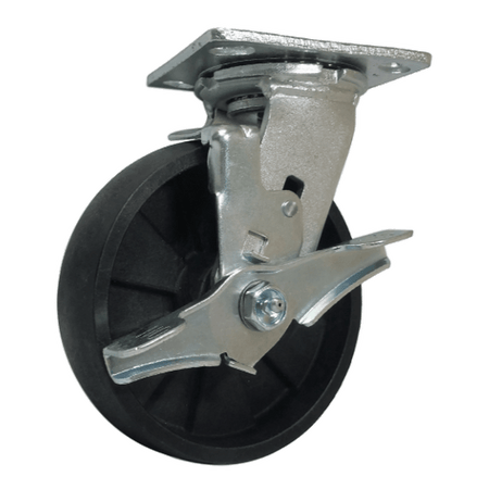 6" x 2" MaxRok Wheel Swivel Caster w/ Top Lock Brake - 1200 lbs. Capacity - Durable Superior Casters